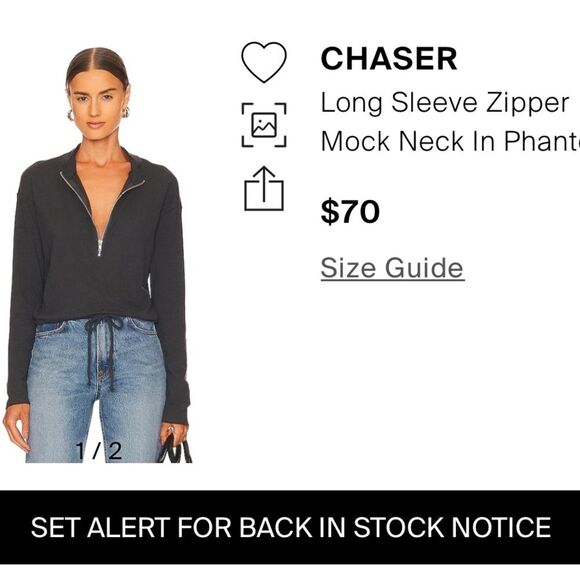 NWT REVOLVE Chaser Long Sleeve 3/4 Zipper Mock Neck Semi Cropped Tee Brandy S - Picture 14 of 14